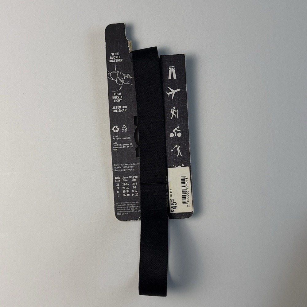 Jelt Belt No Show Elastic Stretch Belt For Men & Women Eco Friendly Black SizeXS - Picture 6 of 6